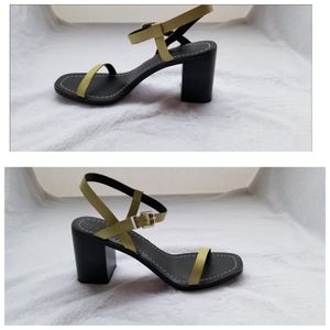 Topshop Black and Yellow Block Heel Strappy Sandals